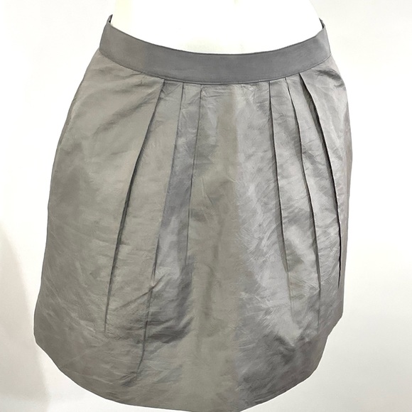 J. Crew Grey Linen Silk Pleated Mini Skirt - Picture 3 of 12